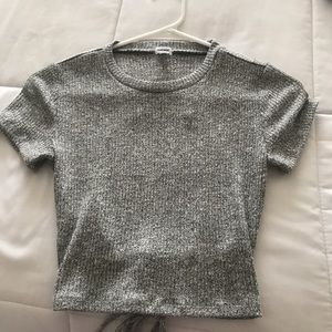 Garage Grey Crpped Short Sleeve Shirt Open Back